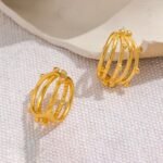 Unique Bead Texture Stainless Steel Earrings - Stylish, 18k Gold Color, Waterproof, Statement Charm