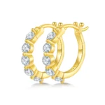 925 Silver Moissanite Hoop Earrings - 14K Gold, Hypoallergenic Diamond Huggies for Women