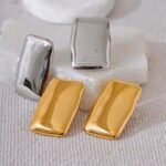 Style: Minimalist Square Stud Earrings Material: Stainless Steel Feature: Glossy Smooth Metal, Waterproof Versatility: Versatile Daily Jewelry Plating: 18K PVD Occasion: Gift