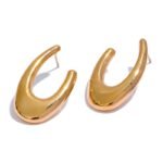 Minimalist Golden Stud Earrings - High-Quality Stainless Steel, Simple Metal, Stylish Jewelry for Women (Bijoux Femme), Waterproof