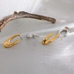 Minimalist Golden Stud Earrings - High-Quality Stainless Steel, Simple Metal, Stylish Jewelry for Women (Bijoux Femme), Waterproof