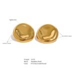 Minimalist Stainless Steel Round Button Stud Earrings - Waterproof, 18K Gold Plated, Fashion Daily Ear Jewelry for Ladies