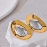 Statement Stainless Steel Smooth Stud Earrings - High-Quality Polished Jewelry, Waterproof, 18K PVD Plated