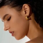 French Fashion 18k Gold-Plated C-Shape Hoop Earrings - High-Quality, Geometry Charm, Waterproof