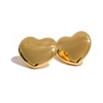 25mm Stainless Steel Big Heart Stud Earrings – Bright, Waterproof, Fashion Gold Color, Lovely Gift