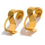 New Stainless Steel Irregular Geometric Huggie Earrings - Allergy-Preventive, Metal Statement, Unusual Jewelry, Gala Gift