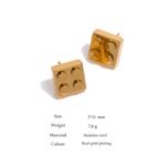 Stainless Steel Cube Stud Earrings - Statement Geometric, Unusual Design, Waterproof Jewelry for Women