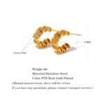 Waterproof C-Shape Golden Hoop Earrings - Stainless Steel, Fashion, 18K PVD Plated