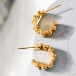Waterproof C-Shape Golden Hoop Earrings - Stainless Steel, Fashion, 18K PVD Plated