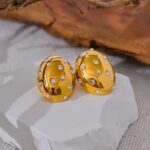 Elegant Imitation Pearls Zircon Stainless Steel Round Earrings - High-Quality Gold Color Charm, Fashion Jewelry, Gala Gift