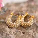 Luxury Small Hoop Earrings - Stainless Steel, Vintage Delicate, Imitation Pearls, Gold Color, Waterproof