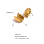 Temperament Shiny Smooth Gold Color Curly Chunky Stud Earrings - New Stainless Steel Metal, Waterproof, Korean Jewelry