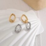 Stainless Steel Round Hollow Stud Earrings - Minimalist Metal, Waterproof, Unusual Design, Bijoux Femme Gift