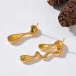 Asymmetrical Big Stud Earrings - Gold-Plated Stainless Steel Waterproof Fashion Jewelry