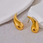 New 316L Stainless Steel Water Drop Stud Earrings - Minimalist, Gold-Silver Color, Trendy Daily Stylish Jewelry, Waterproof