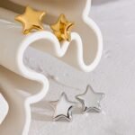 Trendy Star Small Stud Earrings - Stainless Steel, Cute 18K Gold Plated, Rust-Proof