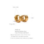 15mm Waterproof Round Hoop Earrings - Stainless Steel, Gold Color Charm