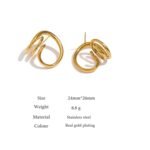 316L Stainless Steel Geometric Stud Earrings - Statement Twist Metal, Unusual Fashion, Waterproof Jewelry for Women, Gift New