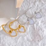 Heart Drop Natural Shell Hoop Earrings - Stainless Steel, Gold Color, Romantic Daily Jewelry, Bijoux Femme Gift