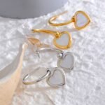 Heart Drop Natural Shell Hoop Earrings - Stainless Steel, Gold Color, Romantic Daily Jewelry, Bijoux Femme Gift