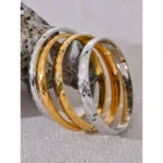 Texture Metal Waterproof Bracelet - 60mm 316L Stainless Steel, Round Bangle in Gold and Silver Colors