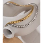 Waterproof Metal Texture Collar - Statement Snake Chain Choker Necklace, Stainless Steel