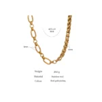 Statement Collar Necklace - 316L Stainless Steel Chain, Golden Glossy Thick Chunky Design