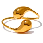 Adjustable Water Drop Bracelet - 316L Stainless Steel, Hollow Design, for Women, 18K Gold PVD Plated, Rust-Proof Bangle