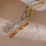 Minimalist Geometric Stainless Steel Golden Chain Bangle Bracelet - Waterproof Women's Jewelry Gift