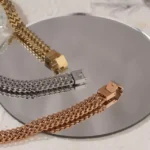 Unisex Stainless Steel Cuban Link Chain Bracelet - 18K Gold Plated, Heavy Metal, Waterproof Bijoux for Men and Women