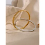 Minimalist Waterproof Bracelet - 60mm 316L Stainless Steel, Round Smooth Bangle for Women, 18K Gold Color