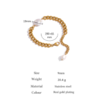 Stainless Steel Natural Pearl Bracelet - Minimalist Chain Design - Gold Metal - Women's 18 K Plated Fashion Jewelry - Office-Ready and Waterproof
