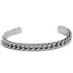 Exquisite Waterproof Cuff Bracelet - Handmade Polished 316L Stainless Steel, Metal Texture