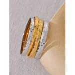 Texture Metal Waterproof Bracelet - 60mm 316L Stainless Steel, Round Bangle in Gold and Silver Colors