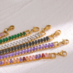 Waterproof Stainless Steel Bracelet - Colorful AAA Cubic Zirconia, Luxury Bling