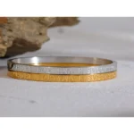 Classic Fashion Waterproof Bracelet - 60mm High-Quality Stainless Steel, Round Smooth Words, 18K Gold Plated Bangle