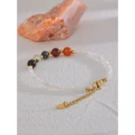 Trendy Stainless Steel Bracelet - Handmade Natural Stone Beads Chain, Fashionable Bangle for Women's Wrist