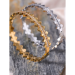 Geometric CZ Bracelet: New Unique 18k Gold Color Stainless Steel Bangle, Waterproof Statement Jewelry for Women, Gift