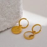 Shell Star Moon Drop Dangle Earrings: Stainless Steel, PVD Golden, Elegant Fashion Jewelry for Women