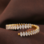 Luxury Bling Bracelet: Gorgeous Cubic Zirconia Stainless Steel Open Adjustable Bangle, Waterproof, Stylish Charm Jewelry Gift