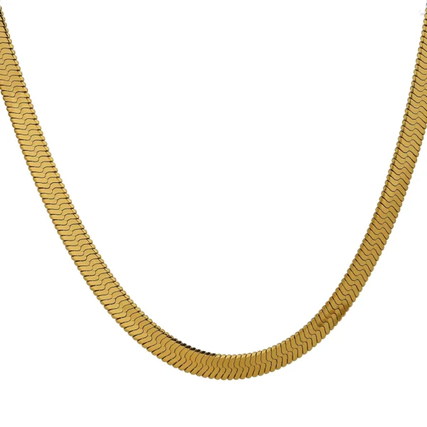 Trendy Snake Chain Necklace - Geometric Charm, Stainless Steel Jewelry, Golden Metal