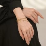 Charm Cross-Layered Bracelet: Stainless Steel 14K Plated Trendy Golden Wrist Jewelry for Women with Unique Design
