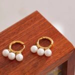 Romantic Shell Pearls Hoop Earrings: Stainless Steel, 18K Gold Plated, Chic, Women's Circle Elegant Charm, Fashion Jewelry