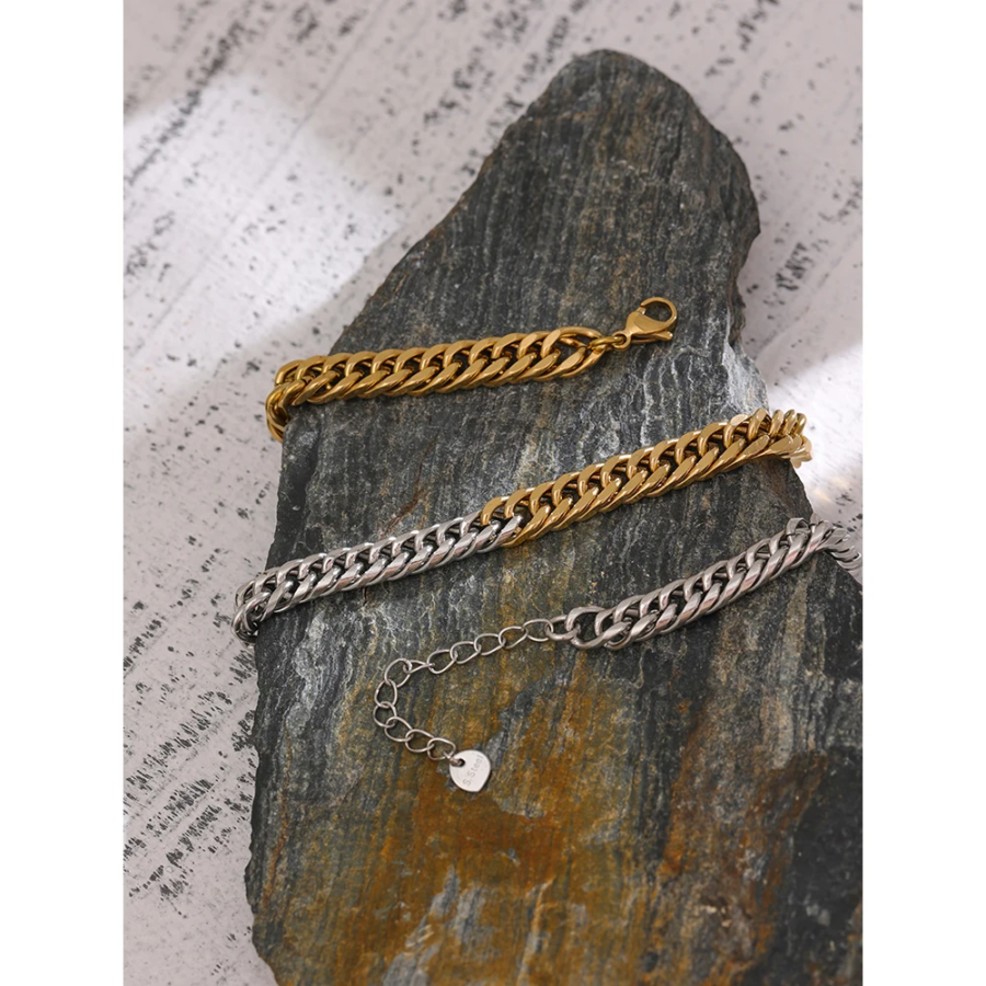 Minimalist Metallic Texture Necklace - 316L Stainless Steel Chain, 18K PVD Plated