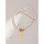 High-Quality Stainless Steel Bracelet - Stylish Chain with Natural Pearl Accents, LOVE Women's Bracelet, Fashionable Jewelry
