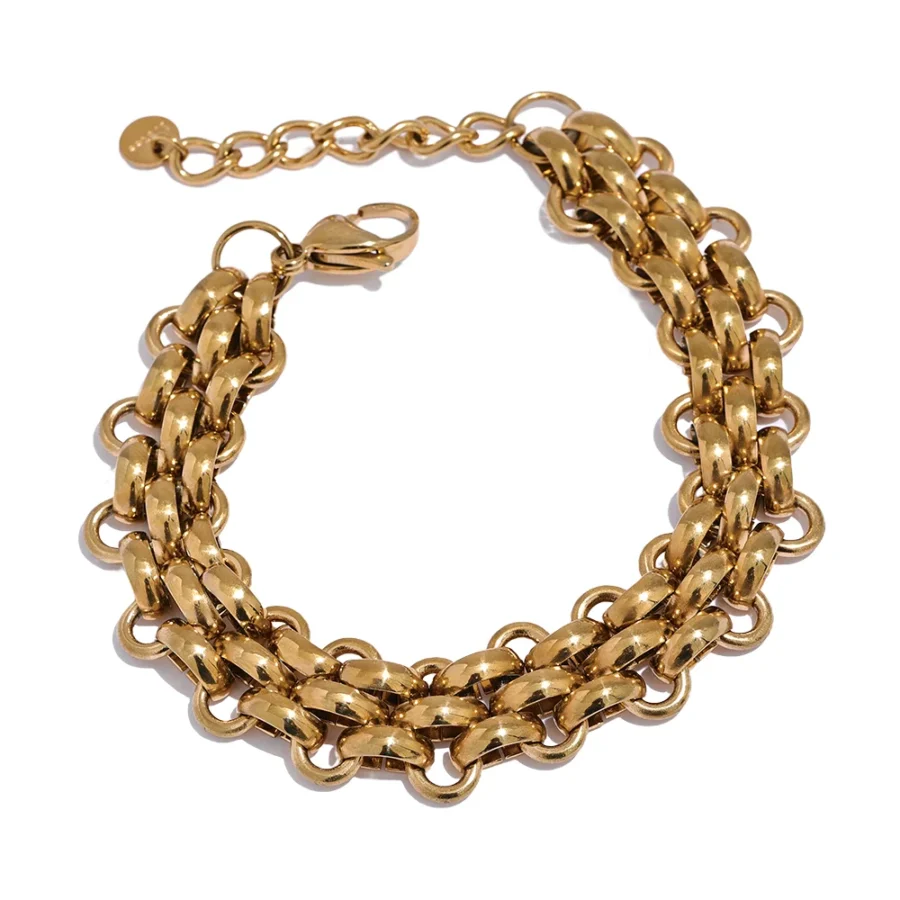 Statement Cuban Chain Set - Waterproof 18K Gold Plated Stainless Steel Metal Necklace and Bracelet