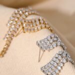 Waterproof Bling Cubic Zirconia Tassel Earrings: Stainless Steel, Luxury, Dangle, Party Aesthetic Fashion Jewelry