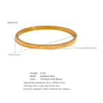Classic Fashion Waterproof Bracelet - 60mm High-Quality Stainless Steel, Round Smooth Words, 18K Gold Plated Bangle