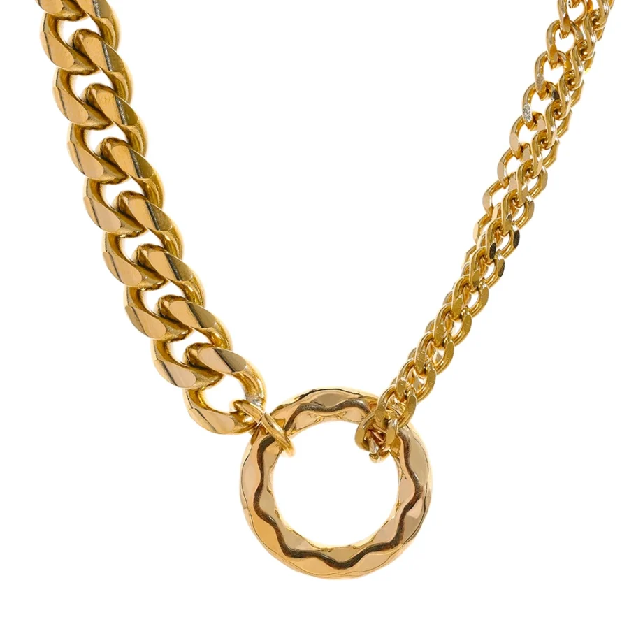 Simple Charm Necklace - Gold Color Chain Statement, Stainless Steel Metal, Jewelry for Women