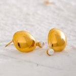 Geometric Imitation Pearls Stud Earrings - 316L Stainless Steel, Golden Texture, 18K PVD Plated